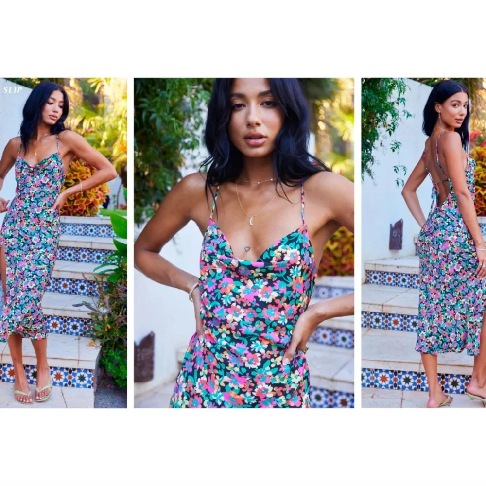 Resa Madison slip dress in Casablanca cowl neck open back midi medium - Picture 4 of 10